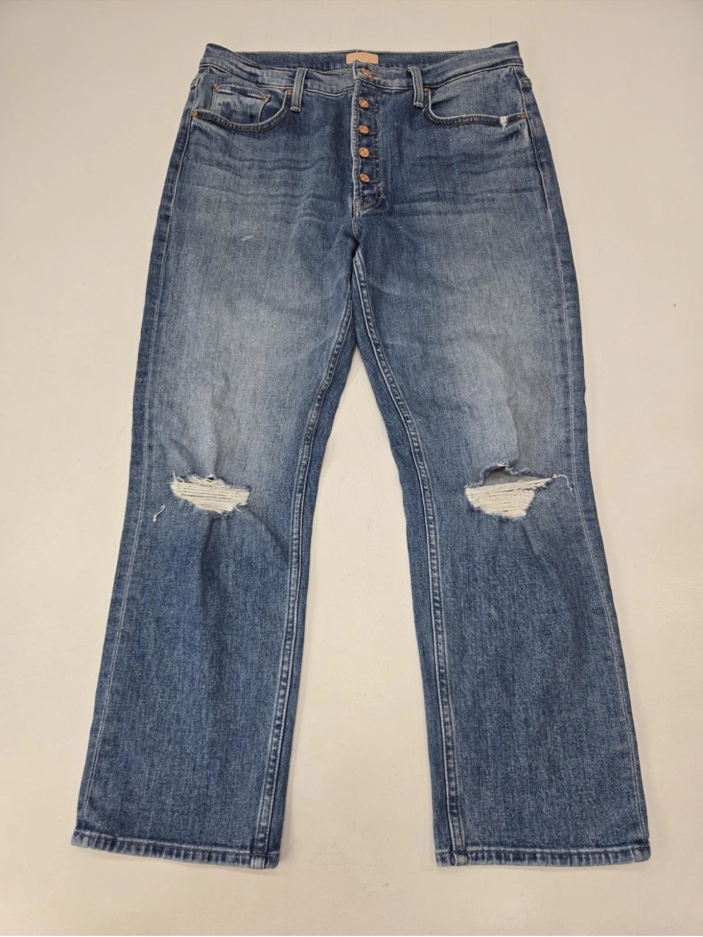 MOTHER The Pixie Tomcat Crop Jeans Not Cut & Pasted Blue Size 31 Womens